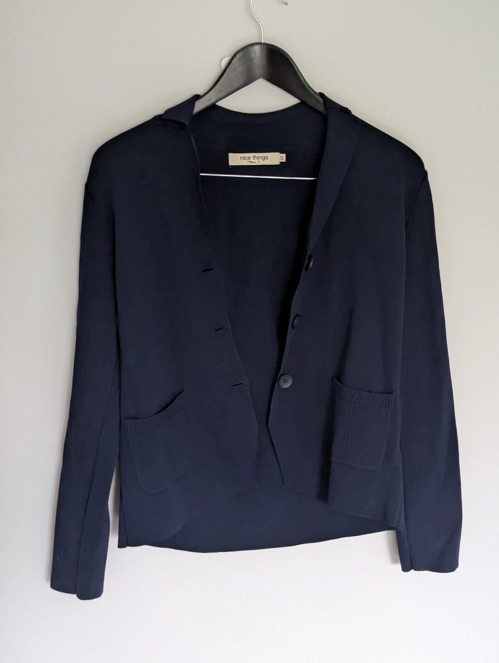 Nice Things Paloma S. Navy Blue Knit Button Cardigan Sweater Small